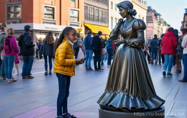 거리공연에서의 감동적인 순간 - A soulful street saxophonist, a man in his late 30s with a neatly trimmed beard, wearing a worn but ...