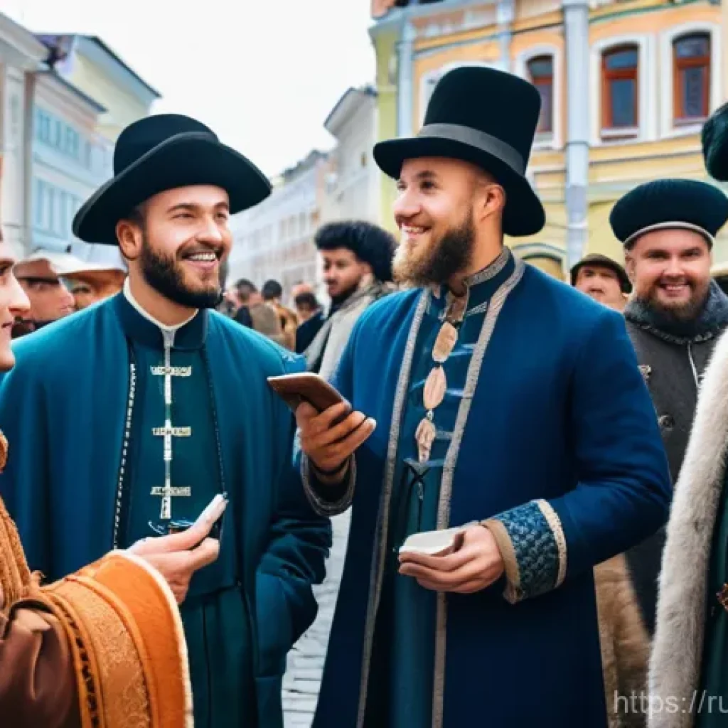 거리공연 창작 아이디어 - **Prompt 1: Historical Encounter on Arbat**
    "A vibrant street scene on Moscow's Arbat street. In...