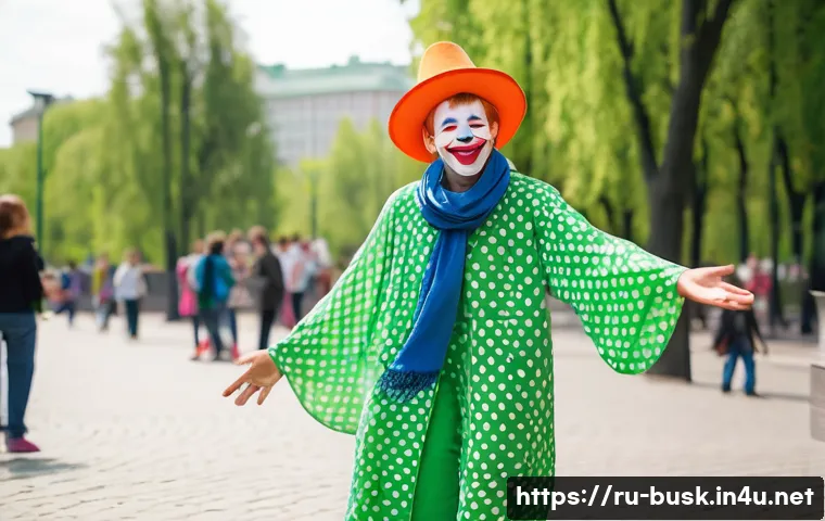 거리공연의 연령대별 접근 방법 - **Prompt 1: Children's Street Performance Delight**
    A joyful street clown, a friendly man in his...
